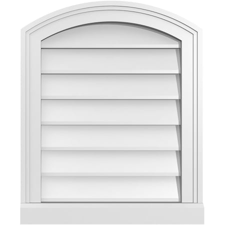 Arch Top Surface Mount PVC Gable Vent: Functional, W/ 2W X 2P Brickmould Sill Frame, 18W X 22H